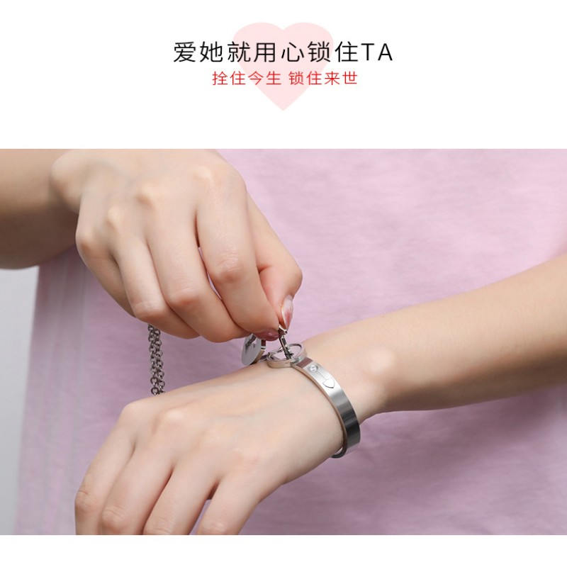 Couple Jewelry Stainless Steel Bracelet- Love Heart Lock Images